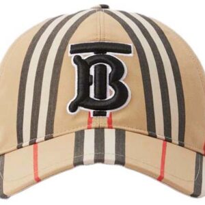 Casquette de baseball coton carreaux traditionnels monogramme beige