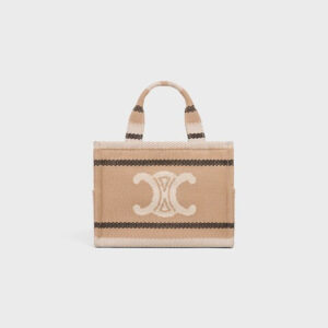 Celine - Small Cabas Thais Striped Textile Beige Noir