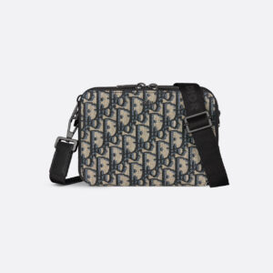 Pochette zippée à bandoulière Toile jacquard Dior Oblique noir - #2